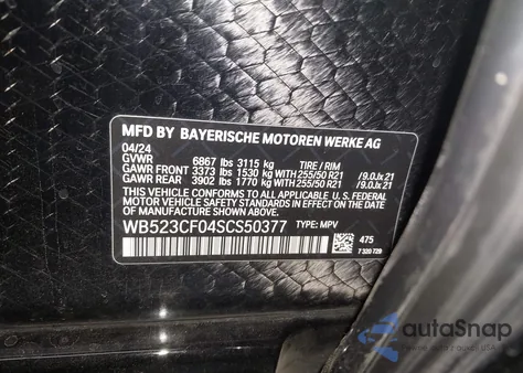 2025 BMW Ix xDrive50 from USA, damaged, VIN WB523CF04SCS50377